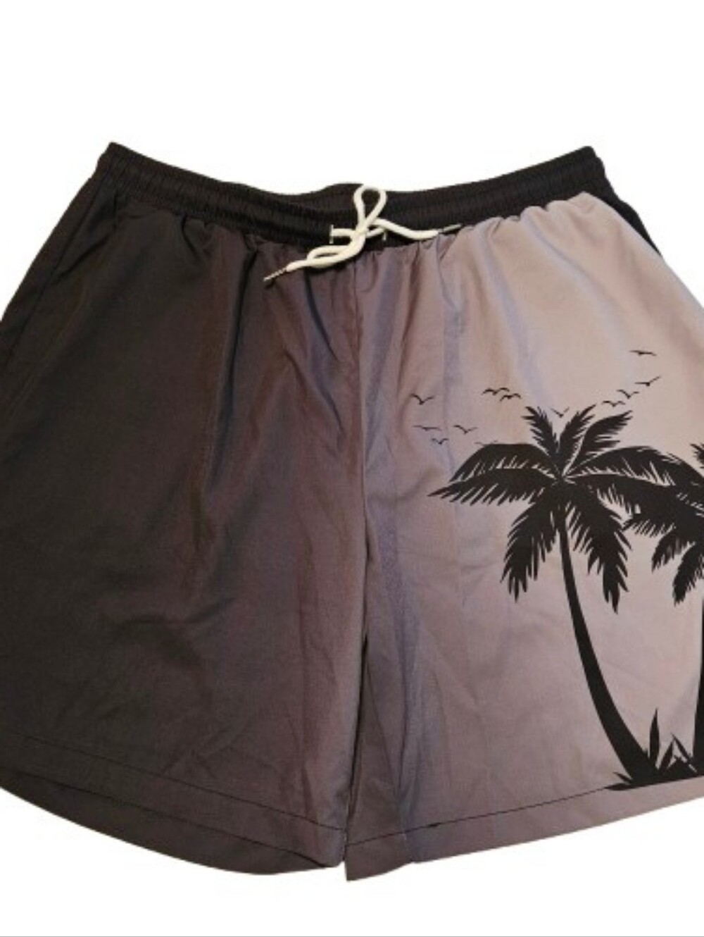 Men's Palm-Print Gradient Swim Shorts - Black/Gray XXL